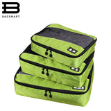 BAGSMART 3 Pcs/Set Unisex Nylon Packing Cubes For Clothes Lightweight Travel Bags For Shirts Waterproof Duffle Bag Organizers