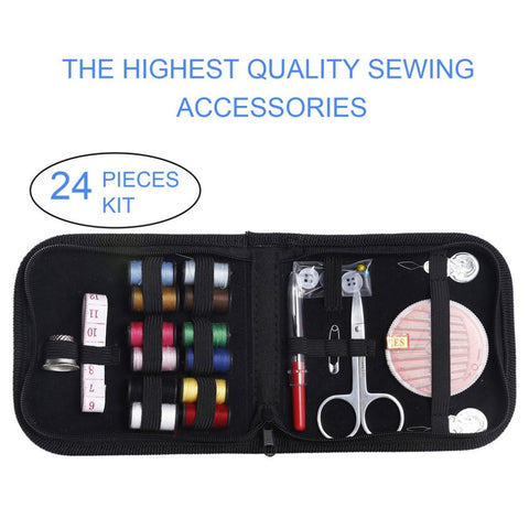 24PCS/Set Mini Craft Sewing Kits Spools Needles Measure Tape Scissors Sewing Supplies For Beginners Home Travel & Emergencies